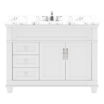 Virtu USA MS-2648-CMRO-WH-NM Victoria 48" Bath Vanity in White with Cultured Marble Quartz Top and Sink