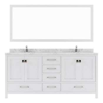 Virtu USA GD-50072-CMSQ-WH-001 Caroline Avenue 72" Bath Vanity in White with Cultured Marble Quartz Top