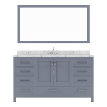 Virtu USA GD-50060-CMRO-GR-002 Caroline Avenue 60" Bath Vanity in Gray with Cultured Marble Quartz Top