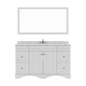 Virtu USA ES-25060-CMRO-WH Talisa 60" Single Bath Vanity in White with Cultured Marble Quartz Top and Sink