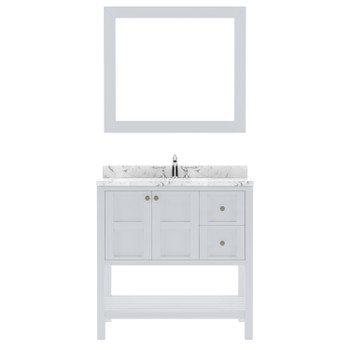 Virtu USA ES-30036-CMSQ-WH-002 Winterfell 36" Bath Vanity in White with Cultured Marble Quartz Top and Sink