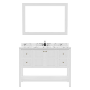 Virtu USA ES-30048-CMSQ-WH-002 Winterfell 48" Bath Vanity in White with Cultured Marble Quartz Top and Sink