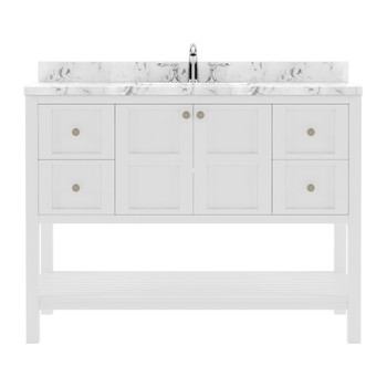 Virtu USA ES-30048-CMSQ-WH-NM Winterfell 48" Bath Vanity in White with Cultured Marble Quartz Top and Sink