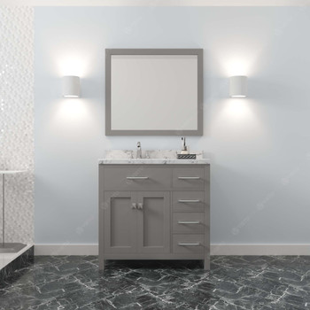 Virtu USA MS-2136R-CMSQ-CG-002 Caroline Parkway 36" Bath Vanity in Gray with Cultured Marble Quartz Top