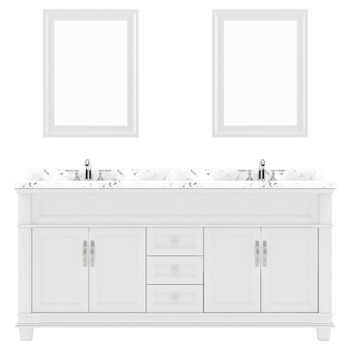 Virtu USA MD-2672-CMSQ-WH Victoria 72" Bath Vanity in White with Cultured Marble Quartz Top and Sinks