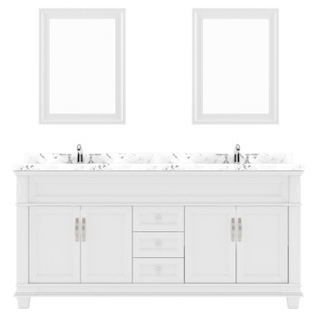 Virtu USA MD-2672-CMSQ-WH-001 Victoria 72" Bath Vanity in White with Cultured Marble Quartz Top and Sinks
