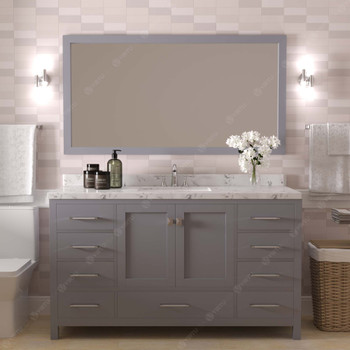 Virtu USA GS-50060-CMRO-GR-002 Caroline Avenue 60" Bath Vanity in Gray with Cultured Marble Quartz Top and Sink