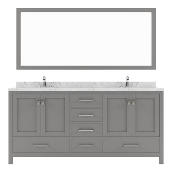 Virtu USA GD-50072-CMRO-CG-002 Caroline Avenue 72" Bath Vanity in Gray with Cultured Marble Quartz Top