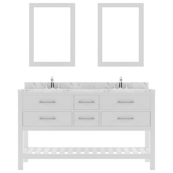 Virtu USA MD-2260-CMSQ-WH Caroline Estate 60" Bath Vanity in White with Cultured Marble Quartz Top