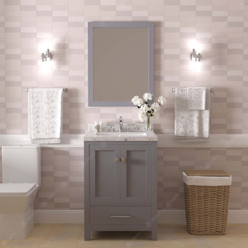 Virtu USA GS-50024-CMSQ-GR Caroline Avenue 24" Bath Vanity in Gray with Cultured Marble Quartz Top and Sink