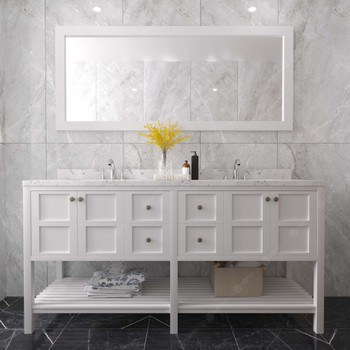 Virtu USA ED-30072-CMSQ-WH-001 Winterfell 72" Bath Vanity in White with Cultured Marble Quartz Top and Sinks