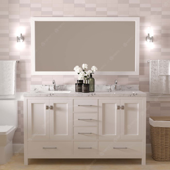 Virtu USA GD-50060-CMSQ-WH-001 Caroline Avenue 60" Bath Vanity in White with Cultured Marble Quartz Top