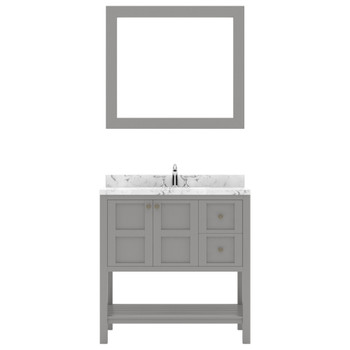 Virtu USA ES-30036-CMSQ-GR Winterfell 36" Bath Vanity in Gray with Cultured Marble Quartz Top and Sink