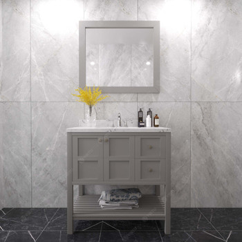 Virtu USA ES-30036-CMSQ-GR Winterfell 36" Bath Vanity in Gray with Cultured Marble Quartz Top and Sink