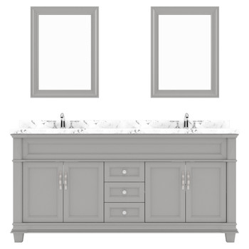 Virtu USA MD-2672-CMSQ-GR Victoria 72" Bath Vanity in Gray with Cultured Marble Quartz Top and Sinks
