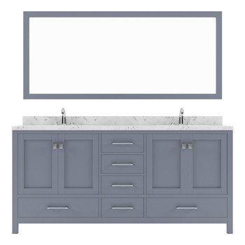 Virtu USA GD-50072-CMSQ-GR-001 Caroline Avenue 72" Bath Vanity in Gray with Cultured Marble Quartz Top