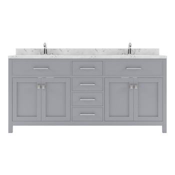 Virtu USA MD-2072-CMSQ-GR-NM Caroline 72" Bath Vanity in Gray with Cultured Marble Quartz Top and Sinks