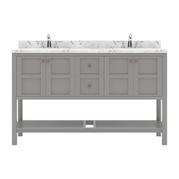 Virtu USA ED-30060-CMSQ-GR-NM Winterfell 60" Bath Vanity in Gray with Cultured Marble Quartz Top and Sinks