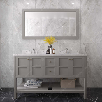 Virtu USA ED-30060-CMSQ-GR-NM Winterfell 60" Bath Vanity in Gray with Cultured Marble Quartz Top and Sinks