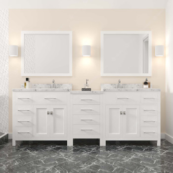 Virtu USA MD-2193-CMSQ-WH Caroline Parkway 93" Bath Vanity in White with Cultured Marble Quartz Top