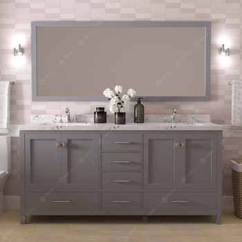 Virtu USA GD-50072-CMSQ-GR-002 Caroline Avenue 72" Bath Vanity in Gray with Cultured Marble Quartz Top