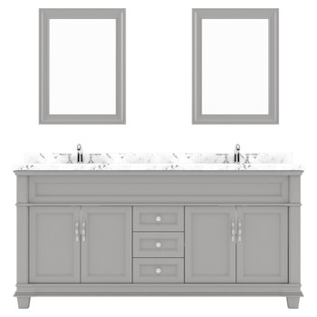 Virtu USA MD-2672-CMRO-GR Victoria 72" Bath Vanity in Gray with Cultured Marble Quartz Top and Sinks