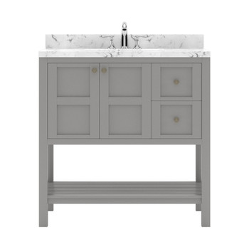 Virtu USA ES-30036-CMSQ-GR-NM Winterfell 36" Bath Vanity in Gray with Cultured Marble Quartz Top and Sink