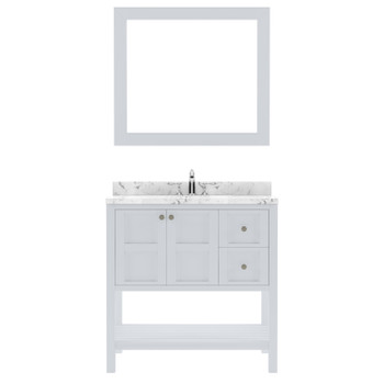 Virtu USA ES-30036-CMSQ-WH Winterfell 36" Bath Vanity in White with Cultured Marble Quartz Top and Sink