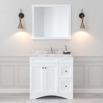 Virtu USA ES-32036-CMRO-WH Elise 36" Single Bath Vanity in White with Cultured Marble Quartz Top and Sink