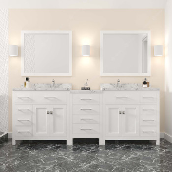 Virtu USA MD-2193-CMSQ-WH-NM Caroline Parkway 93" Bath Vanity in White with Cultured Marble Quartz Top