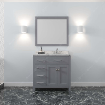 Virtu USA MS-2136L-CMRO-GR-001 Caroline Parkway 36" Bath Vanity in Gray with Cultured Marble Quartz Top