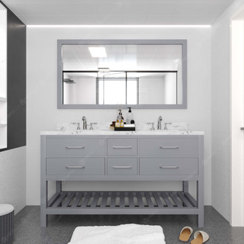 Virtu USA MD-2260-CMRO-GR-011 Caroline Estate 60" Bath Vanity in Gray with Cultured Marble Quartz Top