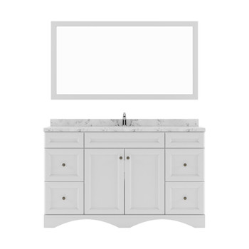 Virtu USA ES-25060-CMSQ-WH Talisa 60" Single Bath Vanity in White with Cultured Marble Quartz Top and Sink