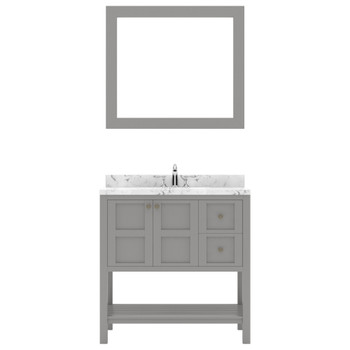 Virtu USA ES-30036-CMSQ-GR-001 Winterfell 36" Bath Vanity in Gray with Cultured Marble Quartz Top and Sink