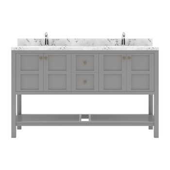 Virtu USA ED-30060-CMRO-GR-NM Winterfell 60" Bath Vanity in Gray with Cultured Marble Quartz Top and Sinks