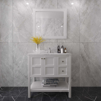 Virtu USA ES-30036-CMRO-WH-002 Winterfell 36" Bath Vanity in White with Cultured Marble Quartz Top and Sink