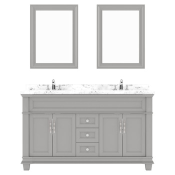 Virtu USA MD-2660-CMSQ-GR-002 Victoria 60" Bath Vanity in Gray with Cultured Marble Quartz Top and Sinks