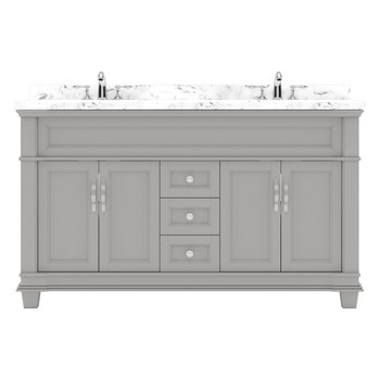 Virtu USA MD-2660-CMRO-GR-NM Victoria 60" Bath Vanity in Gray with Cultured Marble Quartz Top and Sinks