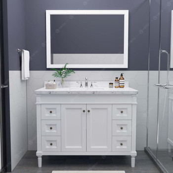 Virtu USA ES-40048-CMRO-WH Tiffany 48" Single Bath Vanity in White with Cultured Marble Quartz Top and Sink