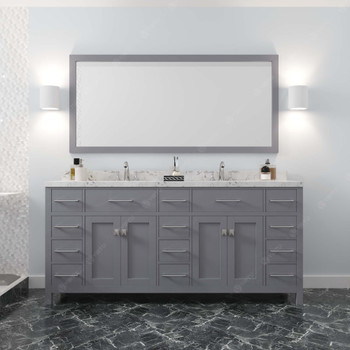 Virtu USA MD-2172-CMRO-GR-NM Caroline Parkway 72" Bath Vanity in Gray with Cultured Marble Quartz Top