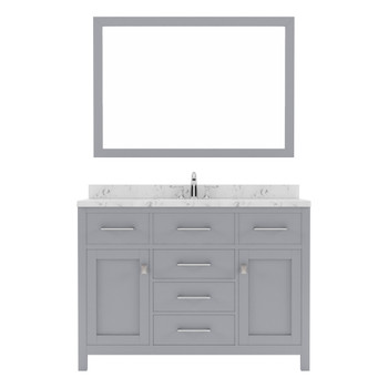 Virtu USA MS-2048-CMSQ-GR-001 Caroline 48" Single Bath Vanity in Gray with Cultured Marble Quartz Top and Sink