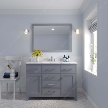 Virtu USA MS-2048-CMSQ-GR-002 Caroline 48" Single Bath Vanity in Gray with Cultured Marble Quartz Top and Sink