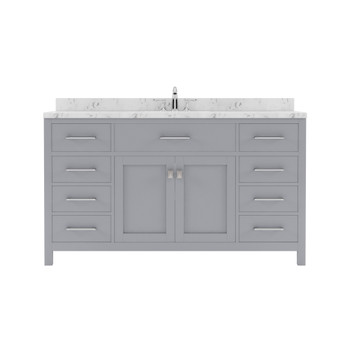 Virtu USA MS-2060-CMSQ-GR-NM Caroline 60" Single Bath Vanity in Gray with Cultured Marble Quartz Top and Sink