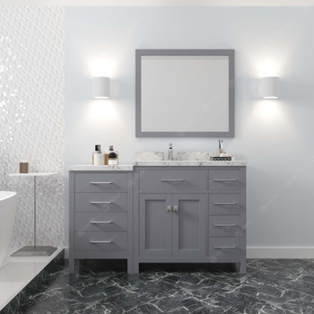 Virtu USA MS-2157R-CMSQ-GR Caroline Parkway 57" Bath Vanity in Gray with Cultured Marble Quartz Top