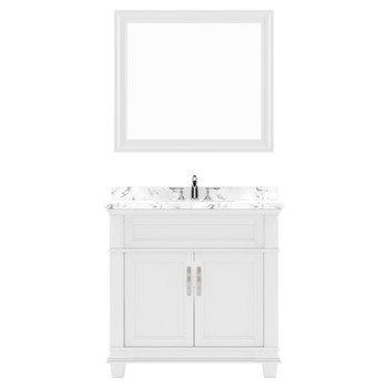 Virtu USA MS-2636-CMRO-WH Victoria 36" Bath Vanity in White with Cultured Marble Quartz Top and Sink
