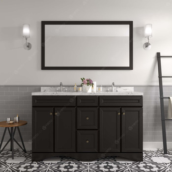 Virtu USA ED-25060-CMRO-ES-NM Talisa 60" Bath Vanity in Espresso with Cultured Marble Quartz Top and Sinks