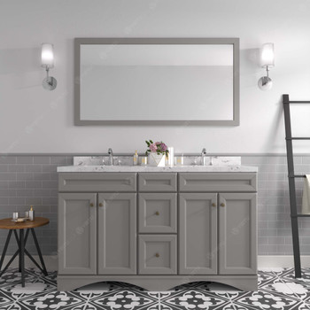 Virtu USA ED-25060-CMRO-GR Talisa 60" Double Bath Vanity in Gray with Cultured Marble Quartz Top and Sinks
