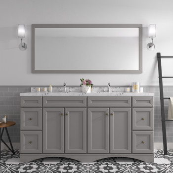 Virtu USA ED-25072-CMSQ-GR-NM Talisa 72" Double Bath Vanity in Gray with Cultured Marble Quartz Top and Sinks