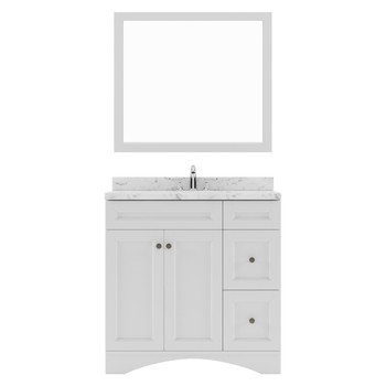 Virtu USA ES-32036-CMSQ-WH-002 Elise 36" Single Bath Vanity in White with Cultured Marble Quartz Top and Sink