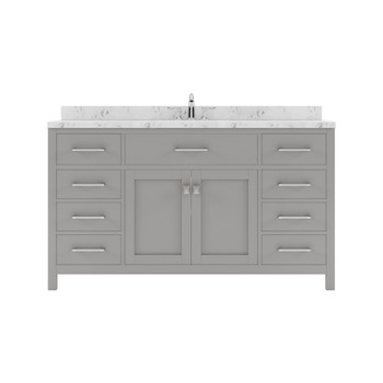 Virtu USA MS-2060-CMSQ-CG-NM Caroline 60" Bath Vanity in Cashmere Gray with Cultured Marble Quartz Top